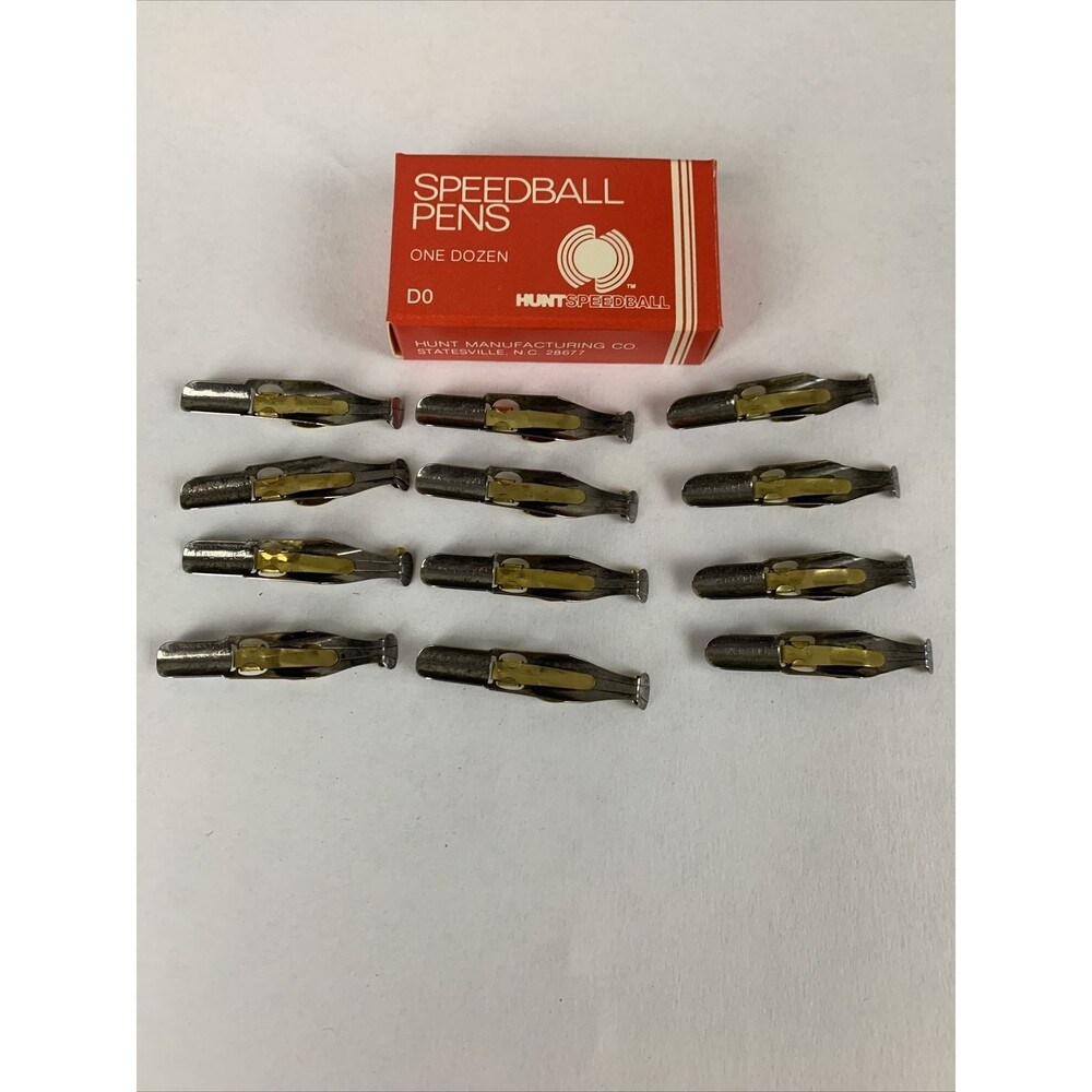 Vintage HUNT SPEEDBALL PENS D-0 Oval Easy To Use Calligraphy Pen Nibs (12)